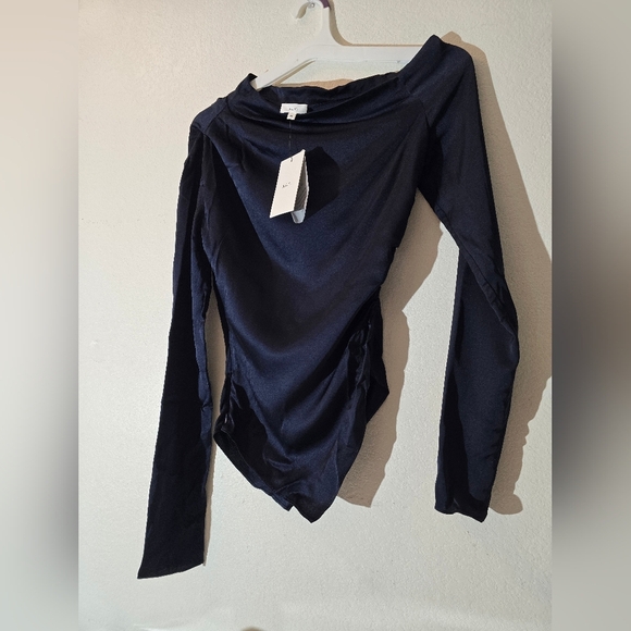 A.L.C.NEW A.L.C Blouse Jamie Midnight Blue Asymmetrical Long Sleev size 00 - Picture 8 of 12